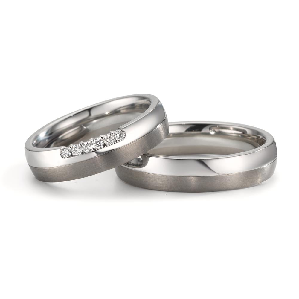 obrączka partnerska stal nierdzewna, tytan Diament 0.09 ct, 5 kamienie, w-si