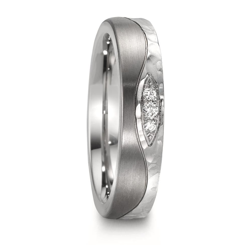 obrączka partnerska stal nierdzewna, tytan Diament 0.045 ct, 3 kamienie, w-si
