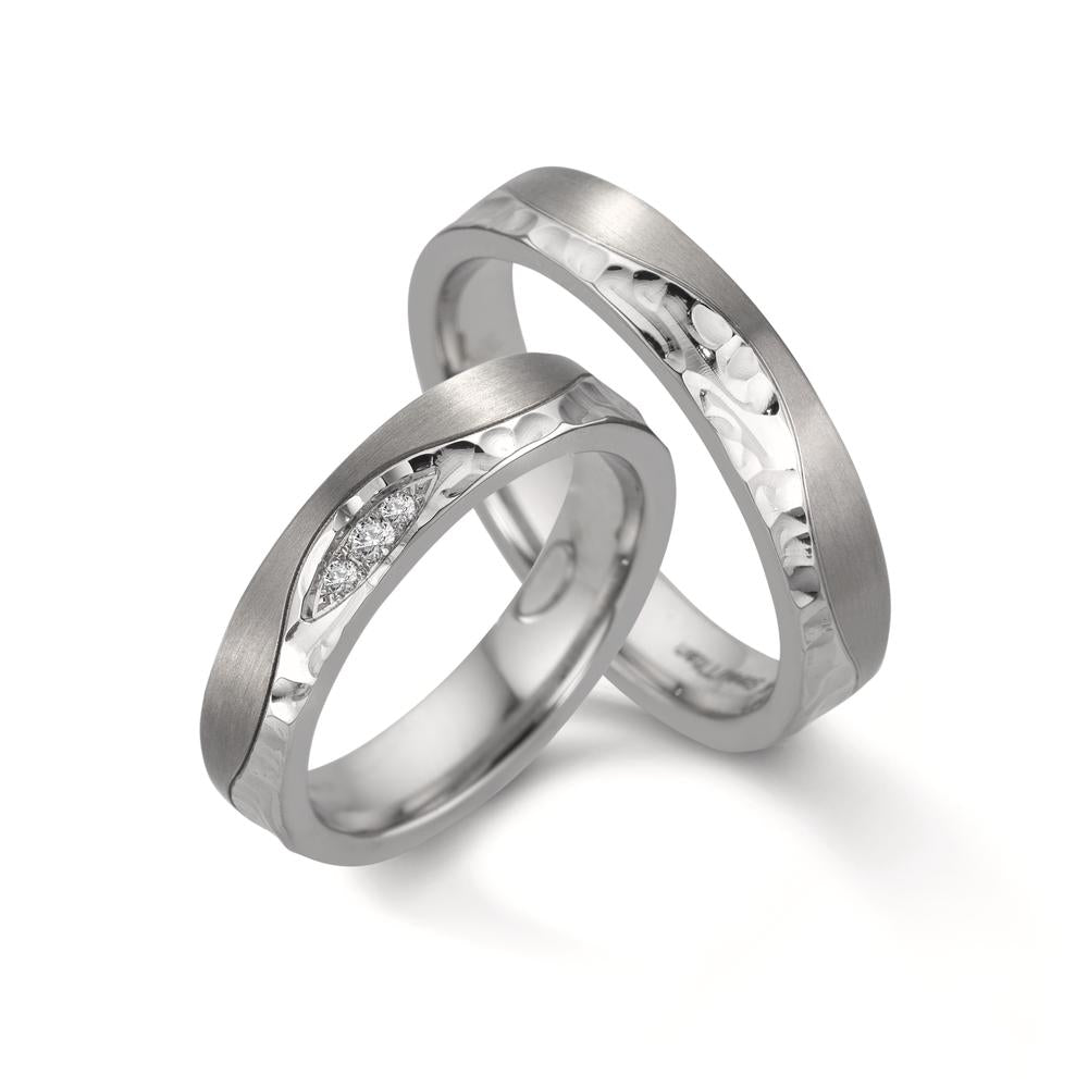 obrączka partnerska stal nierdzewna, tytan Diament 0.045 ct, 3 kamienie, w-si