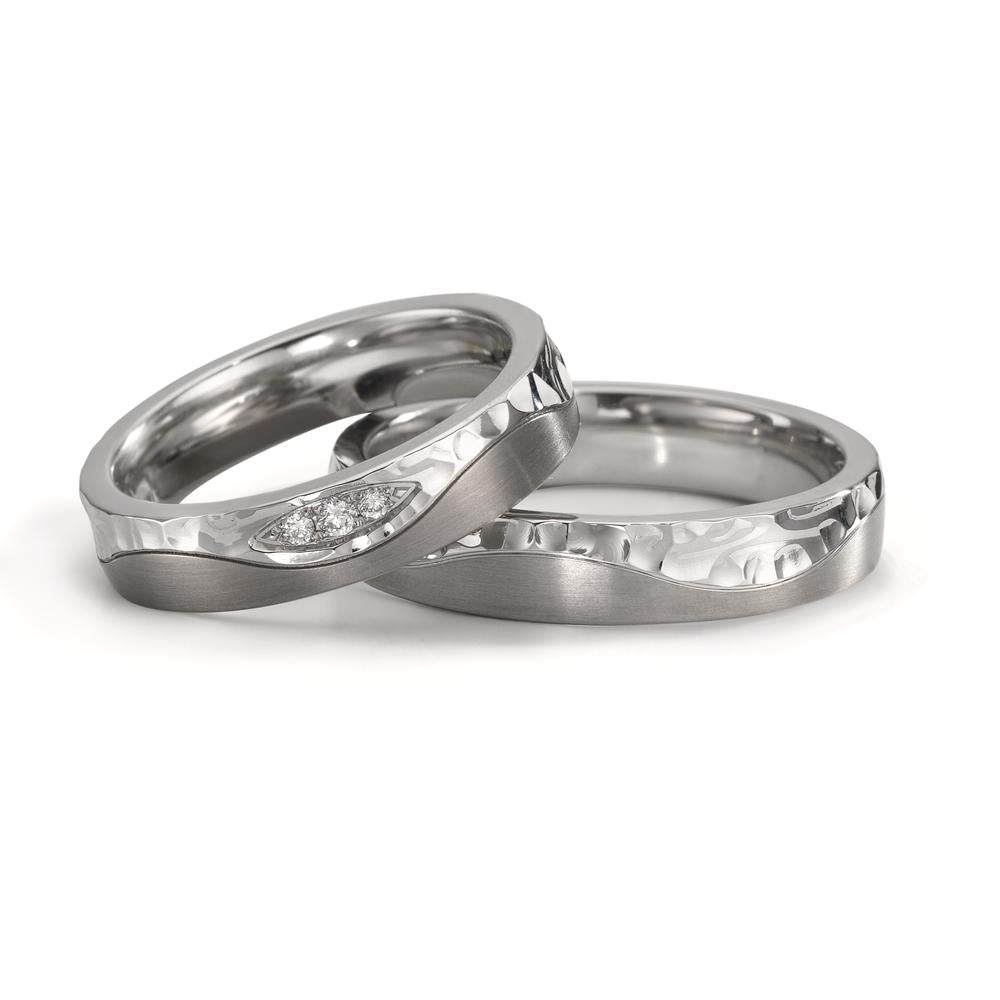 obrączka partnerska stal nierdzewna, tytan Diament 0.045 ct, 3 kamienie, w-si