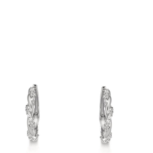 kolczyki koła zatrzaskowe srebro Cyrkonia 26 kamienie rodowany