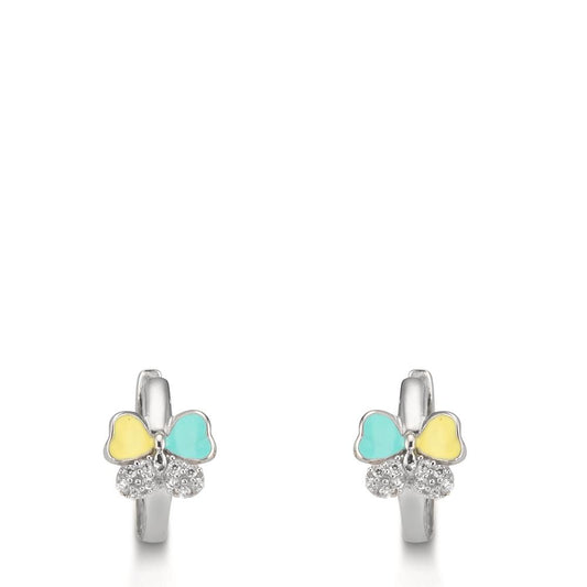 kolczyki koła zatrzaskowe srebro Cyrkonia 20 kamienie rodowany motyl