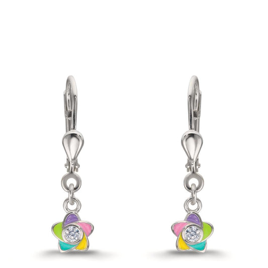 kolczyki wiszące srebro Cyrkonia 2 kamienie rodowany