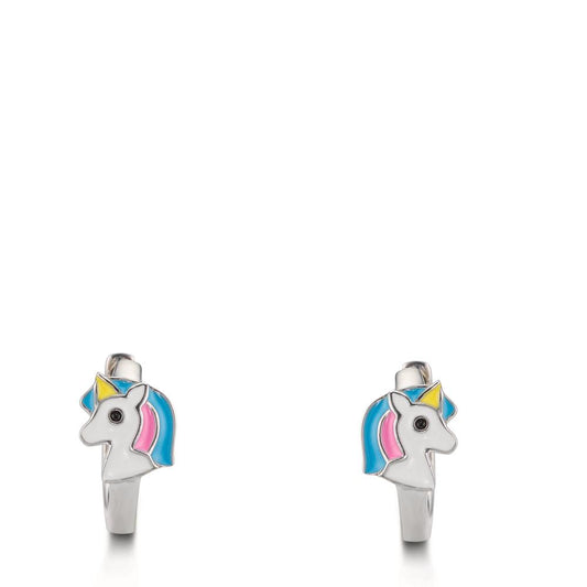 kolczyki koła zatrzaskowe srebro rodowany jednorożec