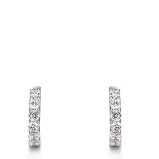 kolczyki koła zatrzaskowe srebro Cyrkonia 16 kamienie rodowany