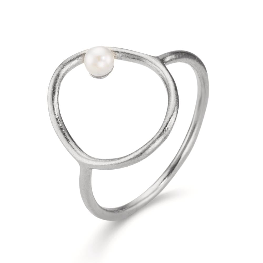 pierścionek srebro Perła hodowana w wodzie słodkiej biały, 3 mm Ø14 mm