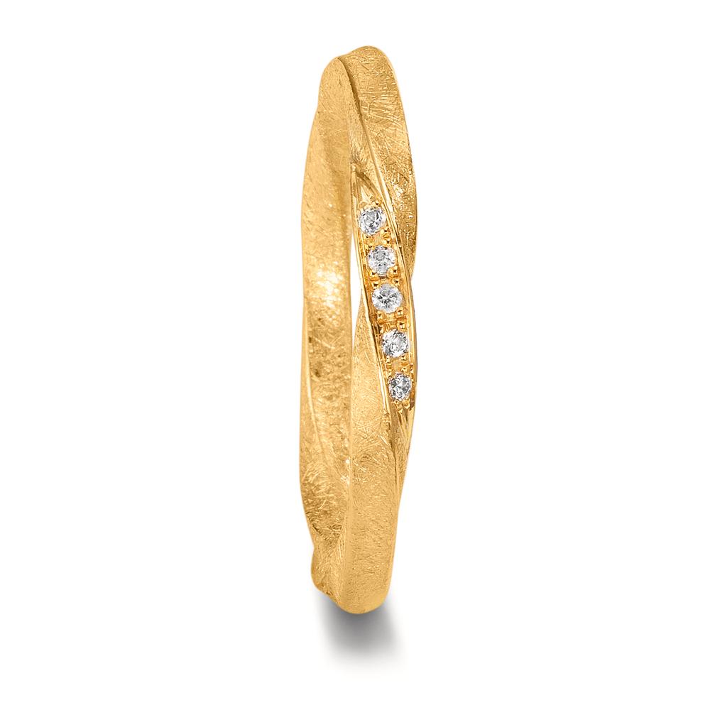 obrączka partnerska złoto żółte 750/18 K Diament 0.075 ct, 15 kamienie, tw-vsi