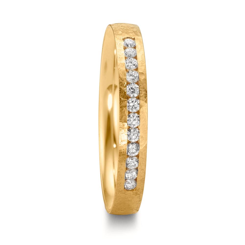 obrączka partnerska złoto żółte 750/18 K Diament 0.18 ct, 12 kamienie, w-si