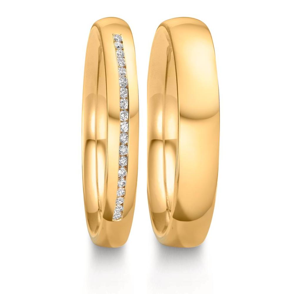 obrączka partnerska złoto żółte 750/18 K Diament 0.095 ct, w-si