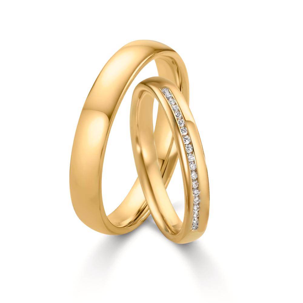 obrączka partnerska złoto żółte 750/18 K Diament 0.095 ct, w-si