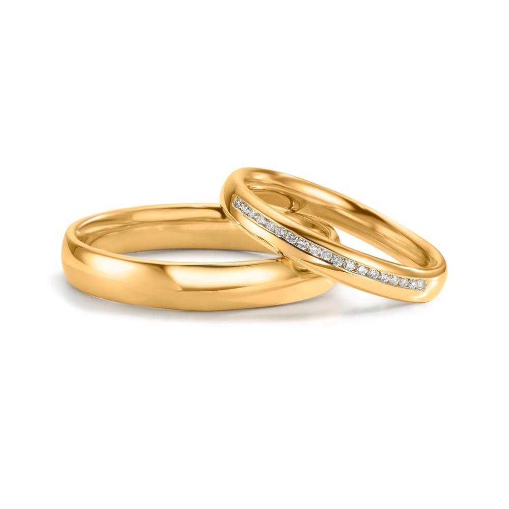 obrączka partnerska złoto żółte 750/18 K Diament 0.095 ct, w-si