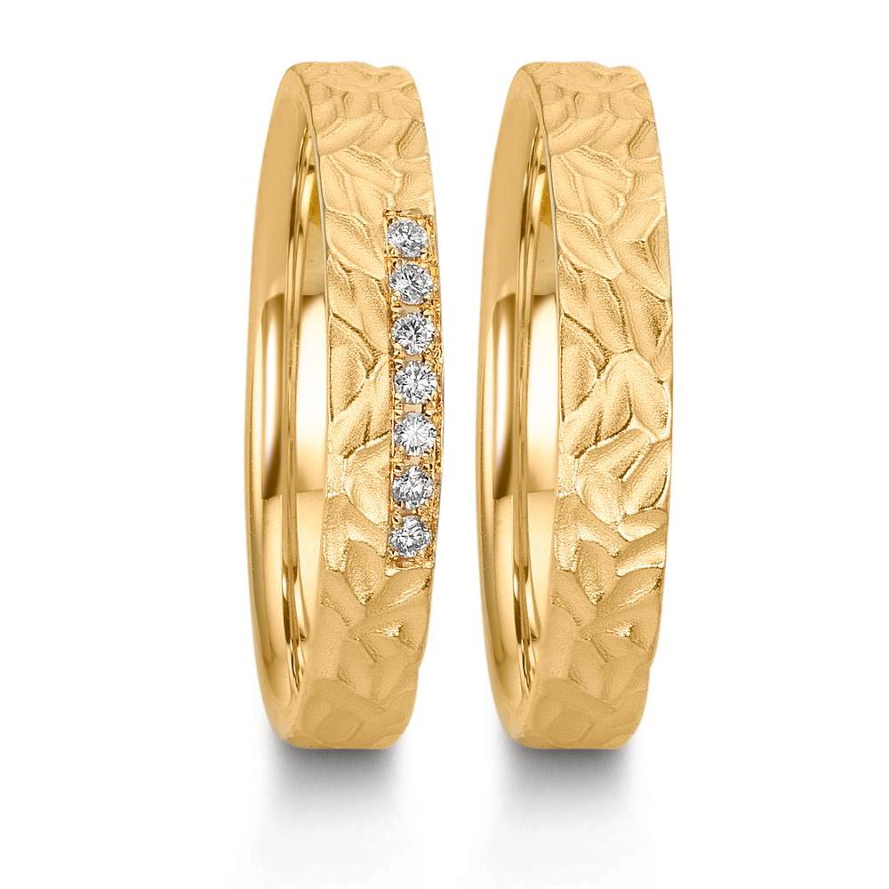 obrączka partnerska złoto żółte 750/18 K Diament 0.063 ct, 7 kamienie, w-si