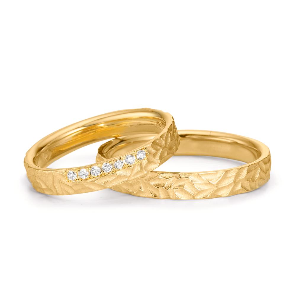 obrączka partnerska złoto żółte 750/18 K Diament 0.063 ct, 7 kamienie, w-si