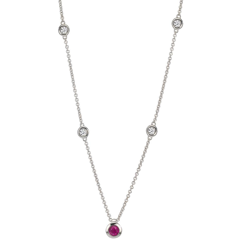 Naszyjnik złoto białe 750/18 K Diament 0.14 ct, 4 kamienie, w-si, Rubin 42-45 cm