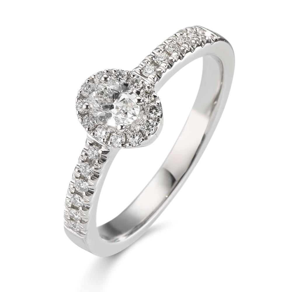 pierścionek złoto białe 750/18 K Diament 0.37 ct, w-si