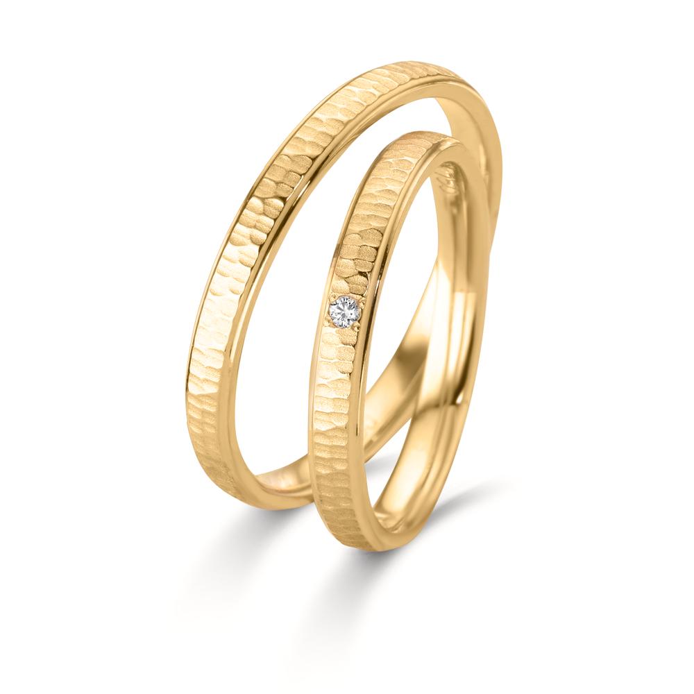 obrączka partnerska złoto żółte 750/18 K Diament 0.04 ct, w-si