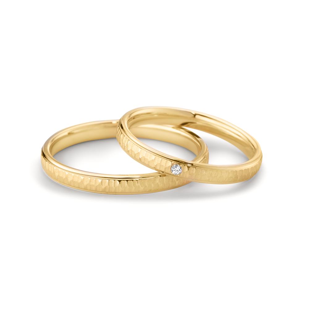 obrączka partnerska złoto żółte 750/18 K Diament 0.04 ct, w-si