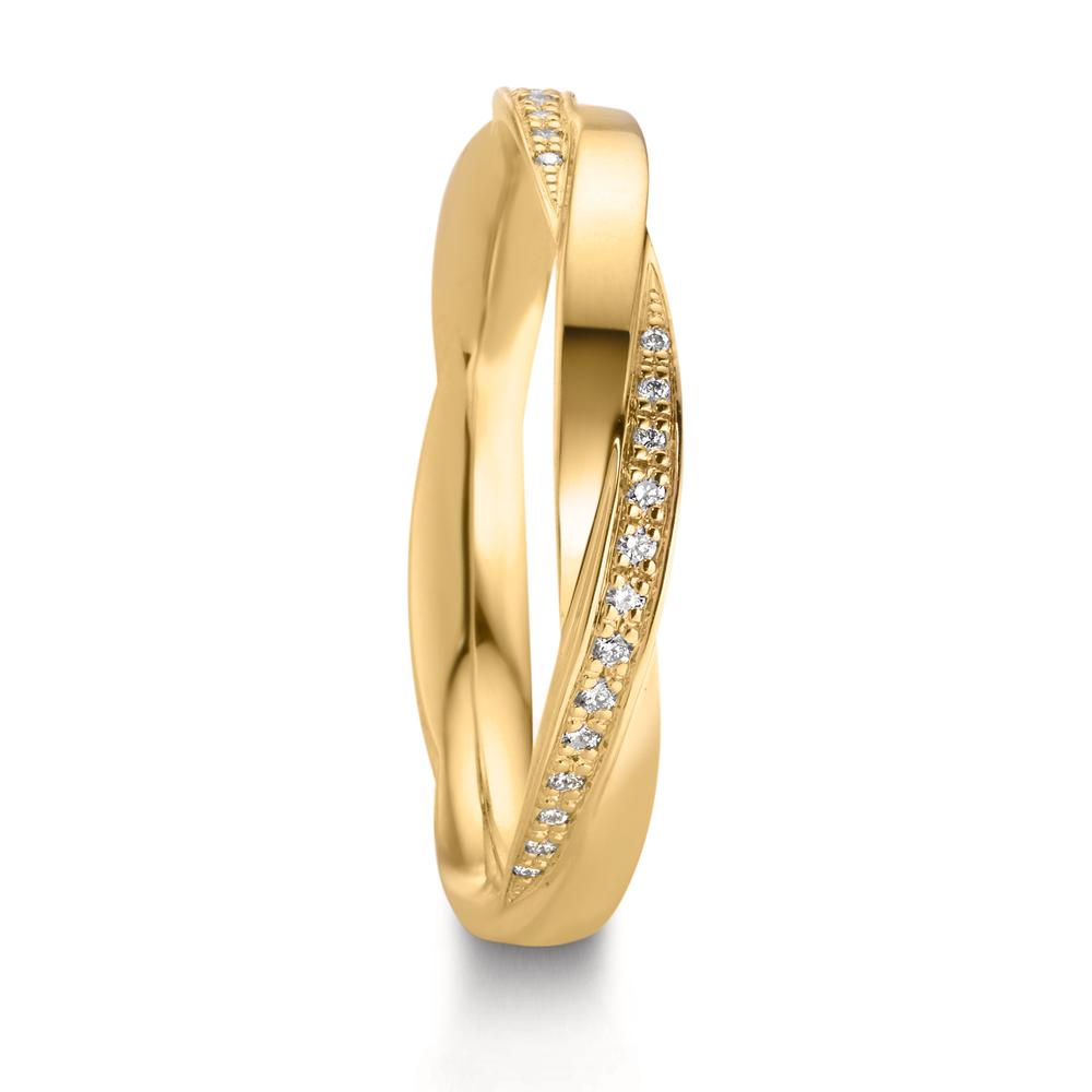obrączka partnerska złoto żółte 750/18 K Diament 0.12 ct, 39 kamienie, w-vsi
