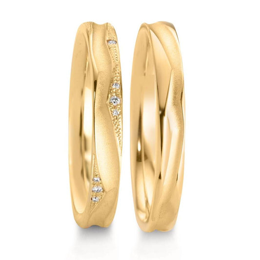 obrączka partnerska złoto żółte 750/18 K Diament 0.033 ct, 12 kamienie, w-vsi