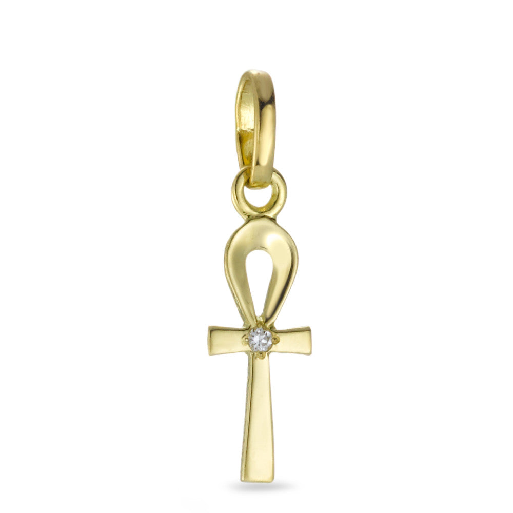wisiorek złoto żółte 750/18 K Diament 0.01 ct, w-si uchwyt krzyżowy