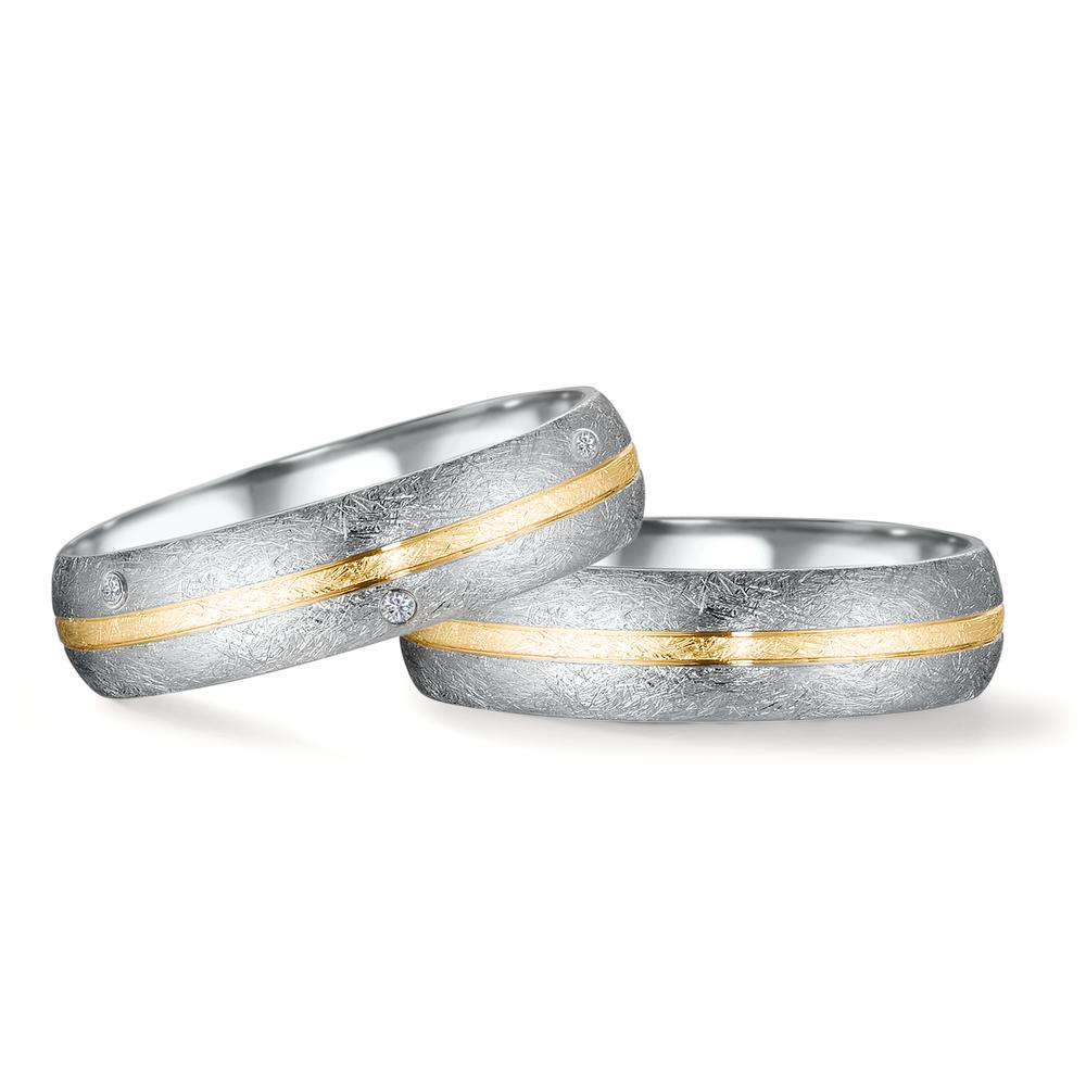 obrączka partnerska stal nierdzewna, złoto żółte 750/18 K Diament 0.064 ct, 8 kamienie, tw-si