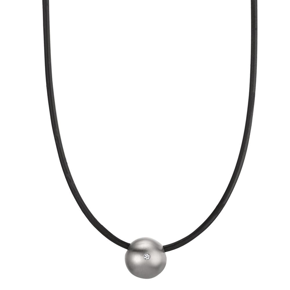 Naszyjnik stal nierdzewna, kauczuk Diament 0.02 ct, tw-si 45 cm Ø2 mm