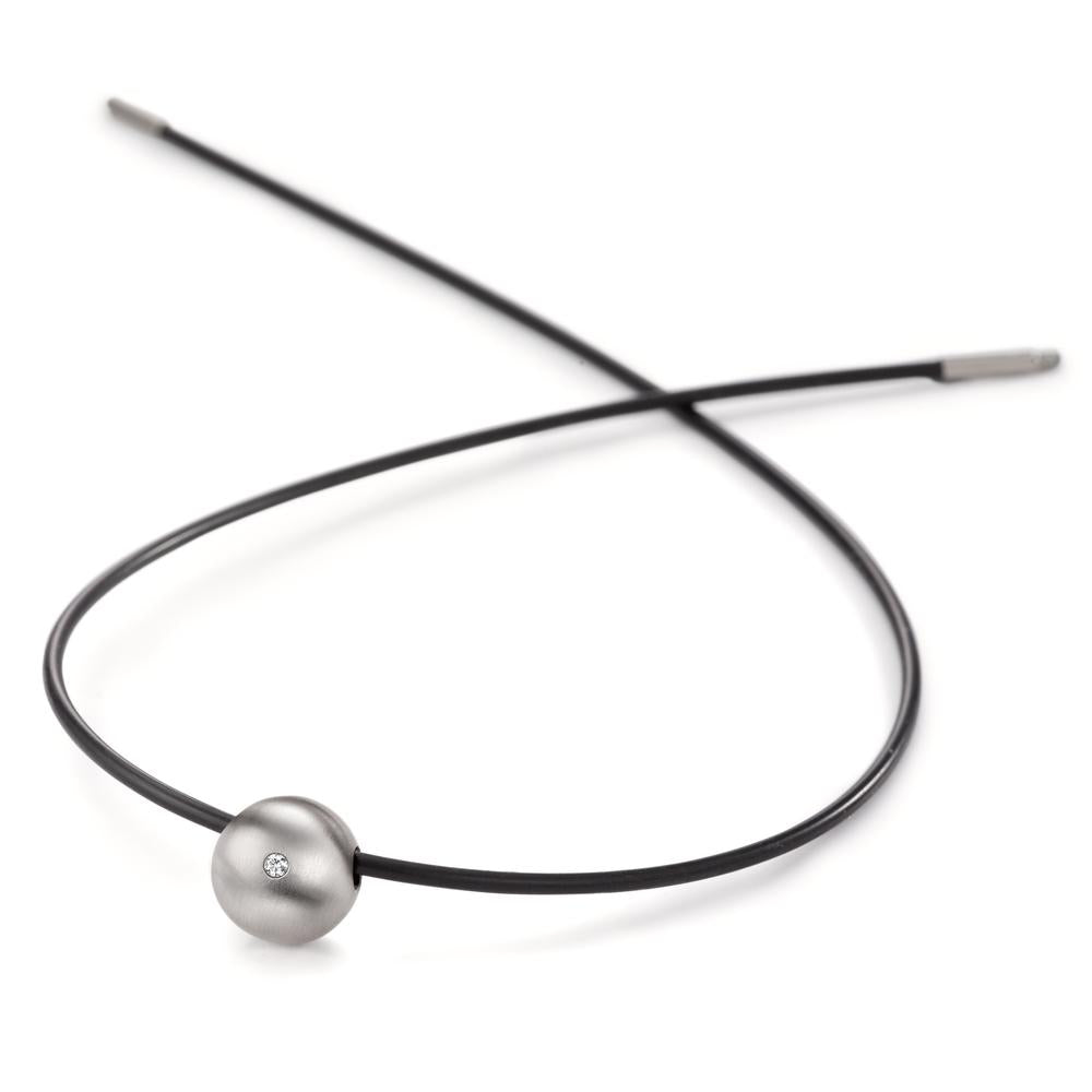 Naszyjnik stal nierdzewna, kauczuk Diament 0.02 ct, tw-si 45 cm Ø2 mm