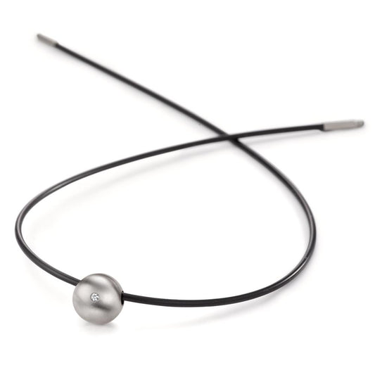 Naszyjnik stal nierdzewna, kauczuk Diament 0.02 ct, tw-si 45 cm Ø2 mm
