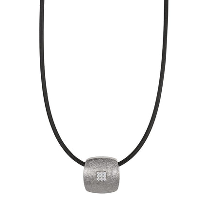 Naszyjnik stal nierdzewna, kauczuk Diament 0.072 ct, 9 kamienie, tw-si 45 cm Ø2 mm