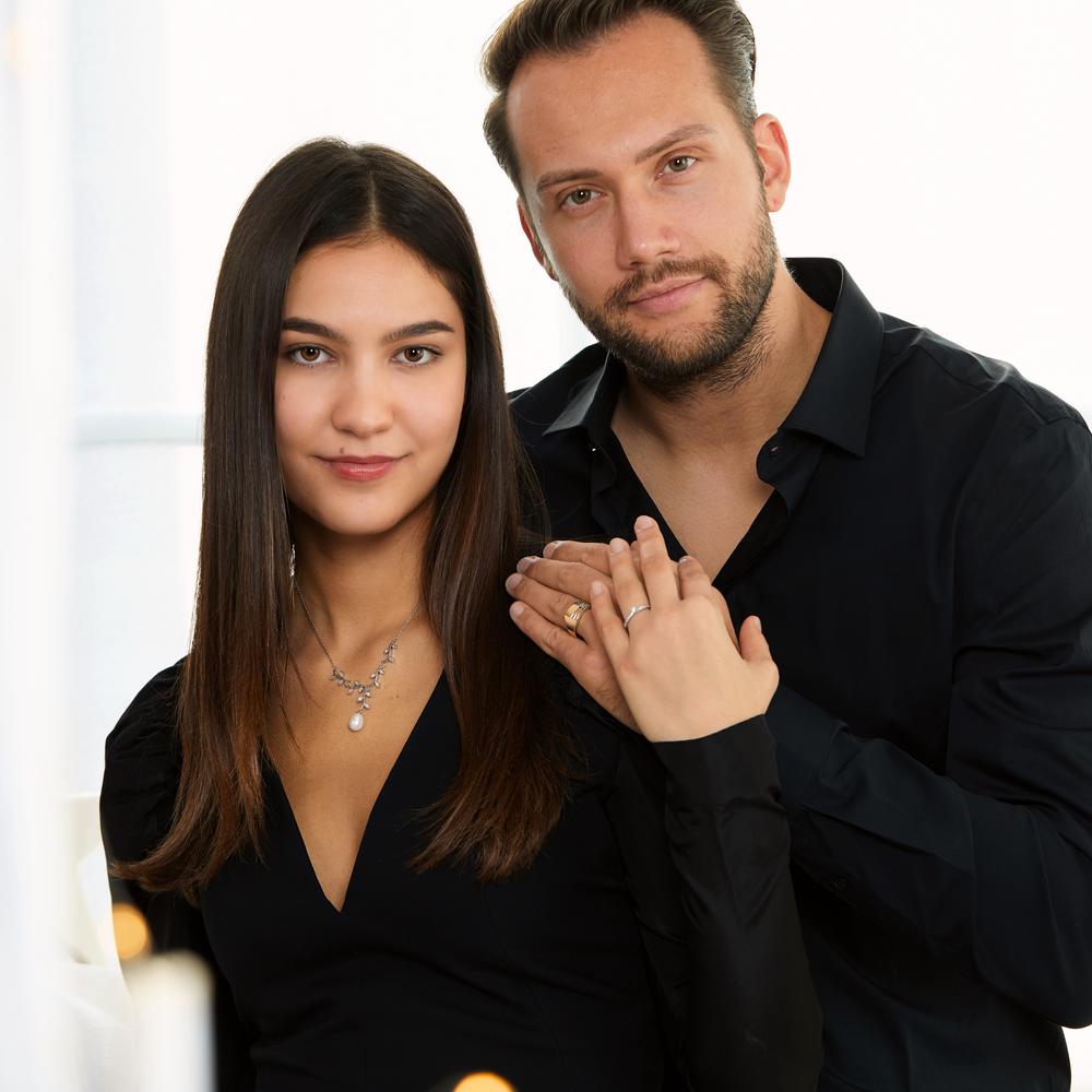 pierścionek zaręczynowy złoto białe 750/18 K Diament biały, 0.20 ct, 19 kamienie, [Brillant], w-si Ø3 mm