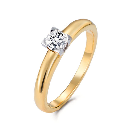 pierścionek zaręczynowy złoto żółte 750/18 K Diament 0.30 ct, w-si dwubarwny