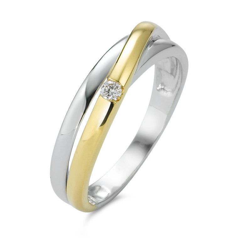 pierścionek złoto białe 750/18 K, złoto żółte 750/18 K Diament 0.05 ct, w-si