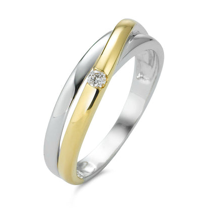 pierścionek złoto białe 750/18 K, złoto żółte 750/18 K Diament 0.05 ct, w-si