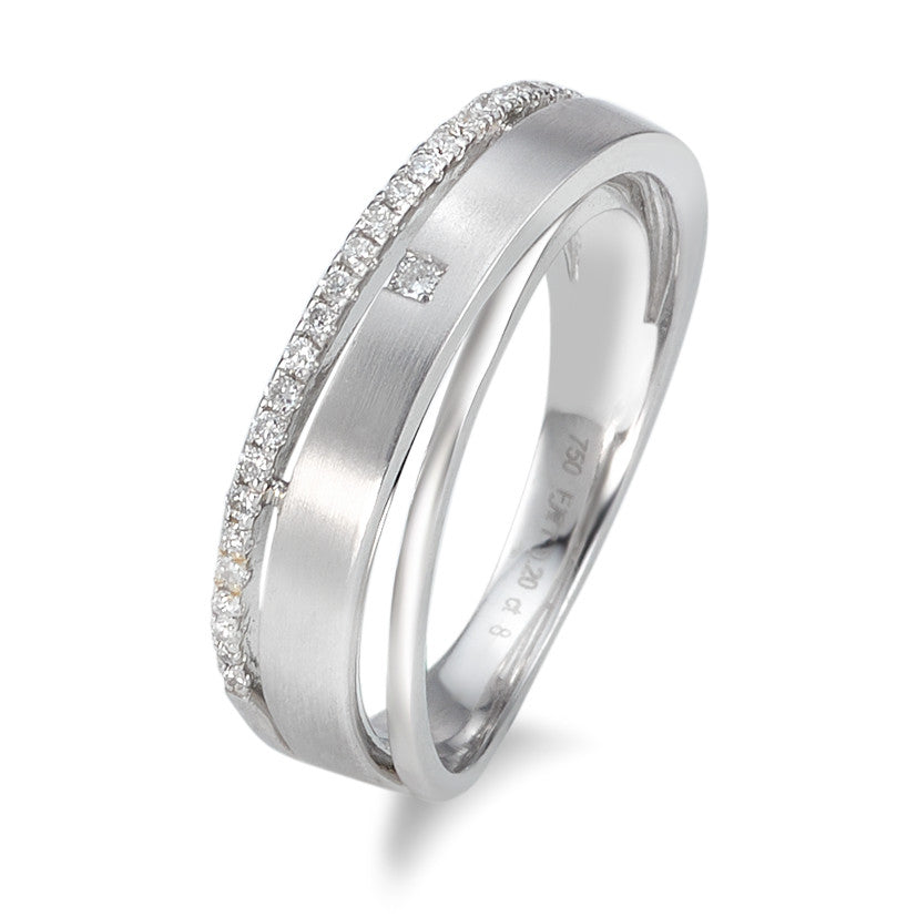 pierścionek złoto białe 750/18 K Diament 0.20 ct, 28 kamienie, w-si