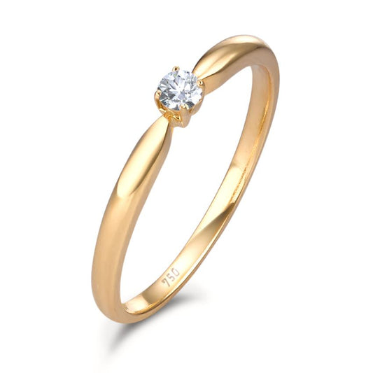 pierścionek zaręczynowy złoto żółte 750/18 K Diament 0.10 ct, w-si