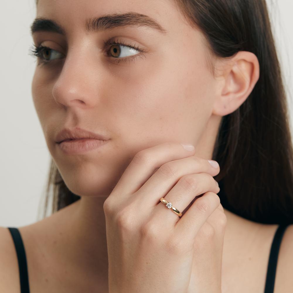pierścionek zaręczynowy złoto żółte 750/18 K Diament 0.20 ct, w-si
