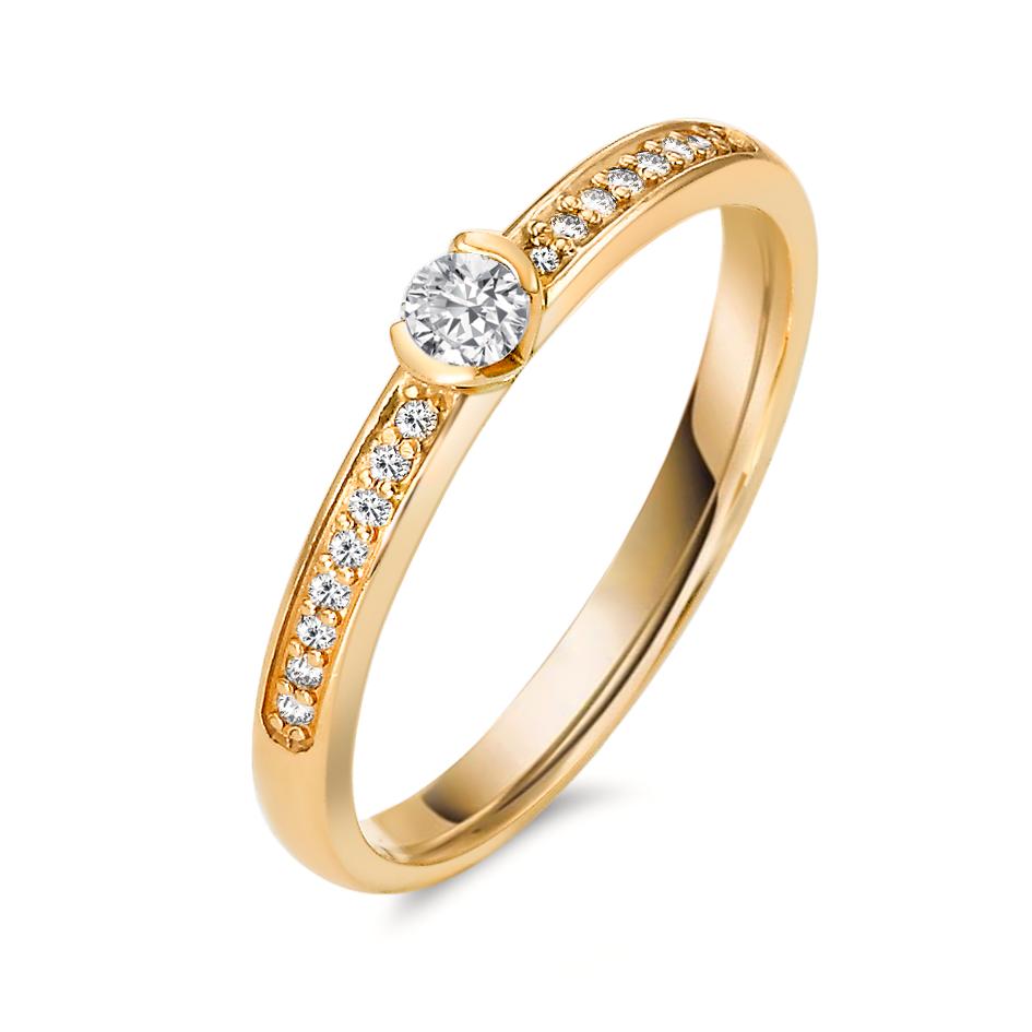 pierścionek zaręczynowy złoto żółte 750/18 K Diament 0.20 ct, 17 kamienie, w-si