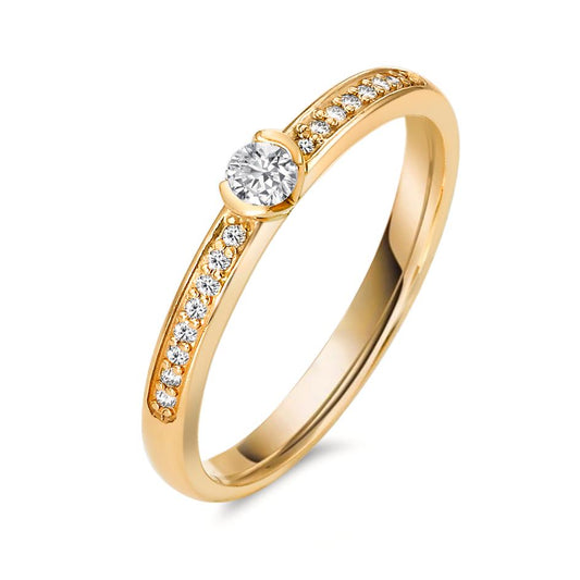 pierścionek zaręczynowy złoto żółte 750/18 K Diament 0.20 ct, 17 kamienie, w-si