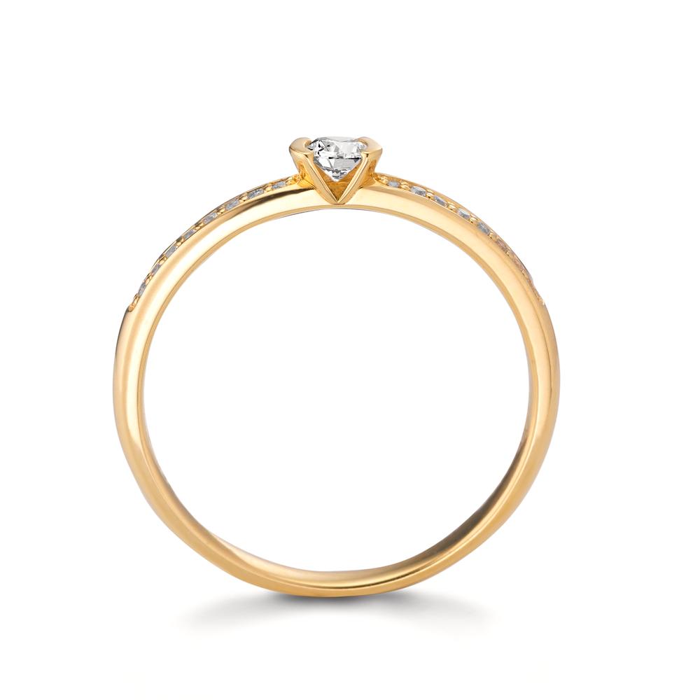 pierścionek zaręczynowy złoto żółte 750/18 K Diament 0.20 ct, 17 kamienie, w-si