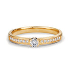 pierścionek zaręczynowy złoto żółte 750/18 K Diament 0.20 ct, 17 kamienie, w-si
