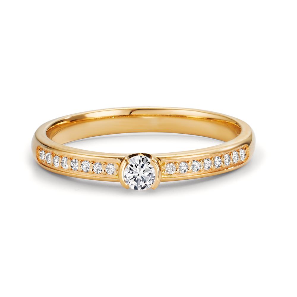 pierścionek zaręczynowy złoto żółte 750/18 K Diament 0.20 ct, 17 kamienie, w-si