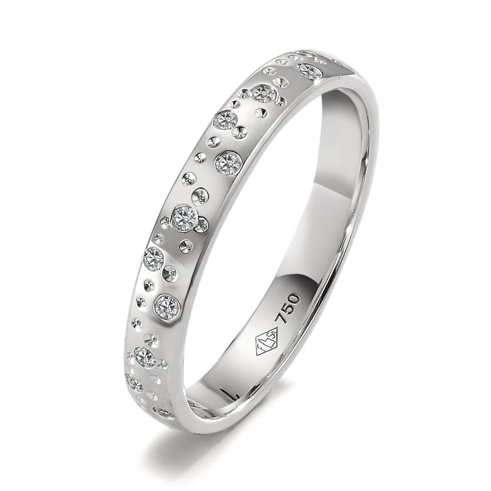 pierścionek złoto białe 750/18 K Diament 0.13 ct, 24 kamienie, w-si gwiazda