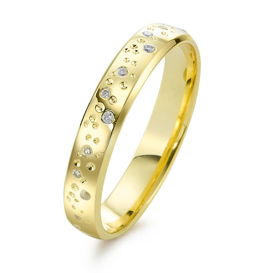 pierścionek złoto żółte 750/18 K Diament 0.13 ct, 24 kamienie, w-si