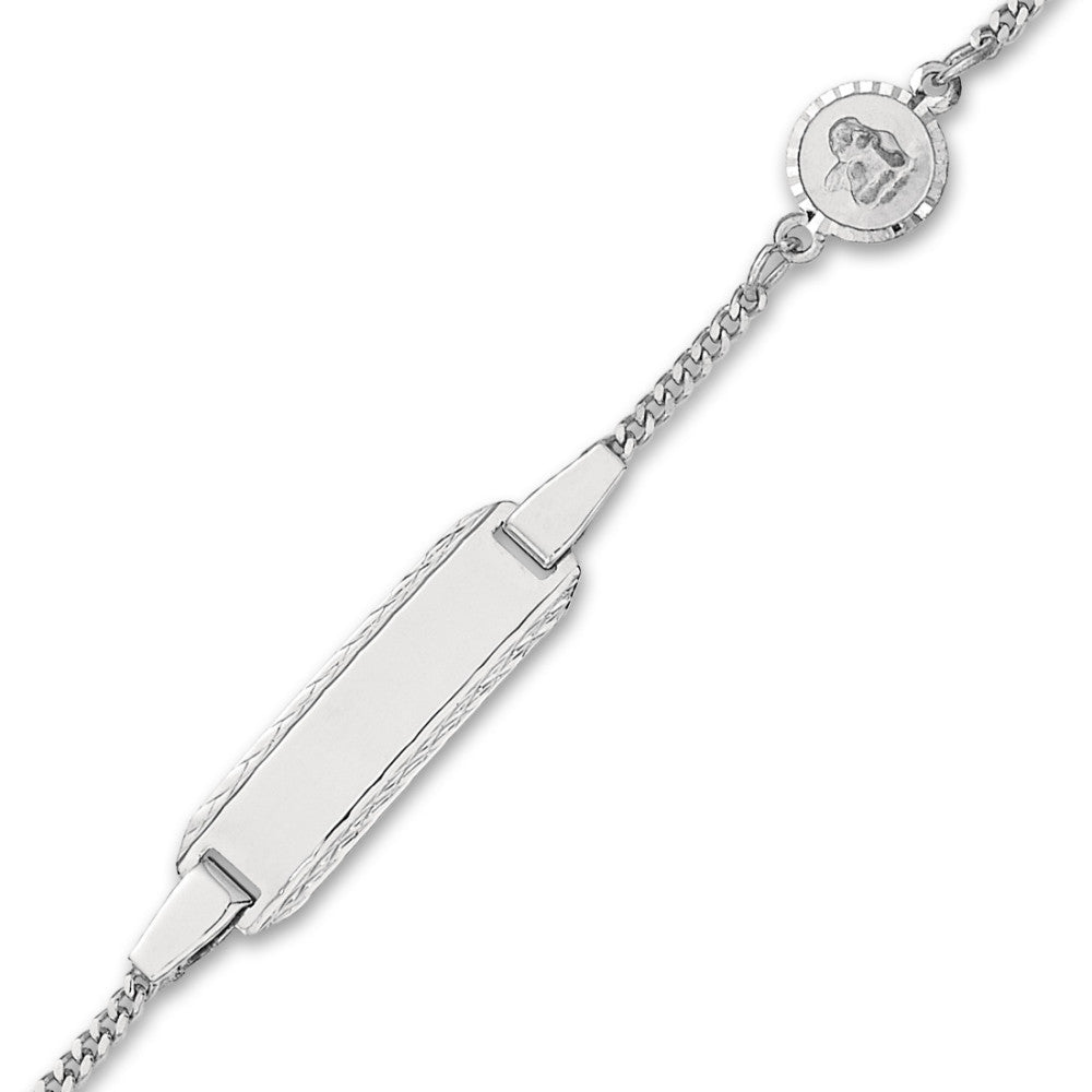 bransoletka z grawerem srebro rodowany anioł 12-14 cm Ø6 mm