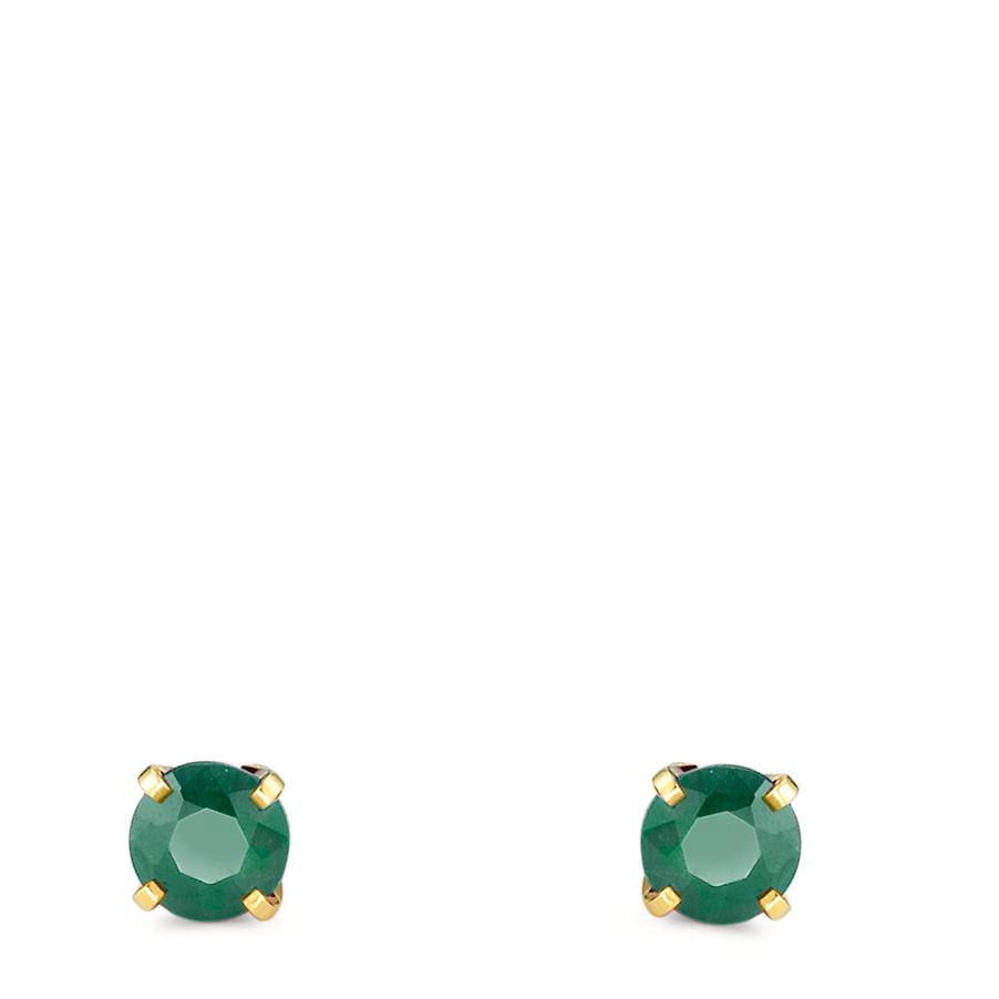 kolczyki wkrętki złoto żółte 750/18 K Szmaragd 2 kamienie Ø3.5 mm