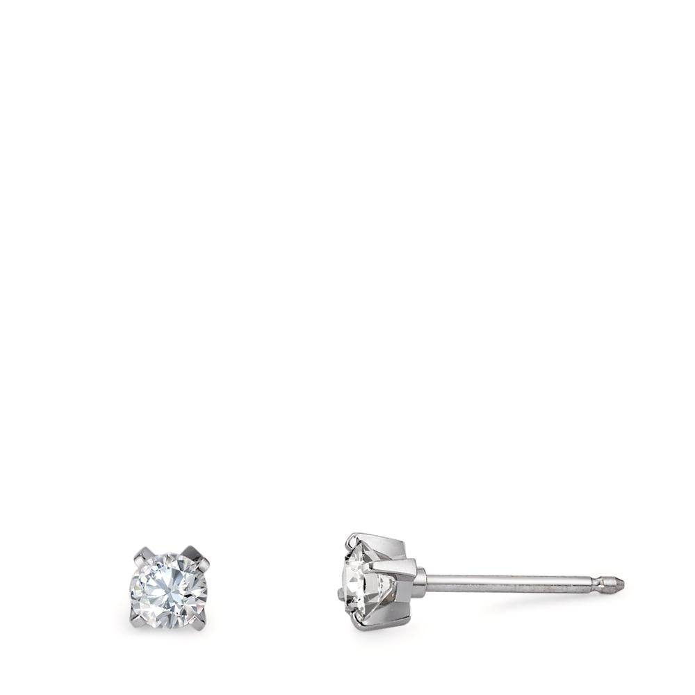 kolczyki wkrętki złoto białe 750/18 K Diament 0.20 ct, 2 kamienie, w-si Ø3 mm
