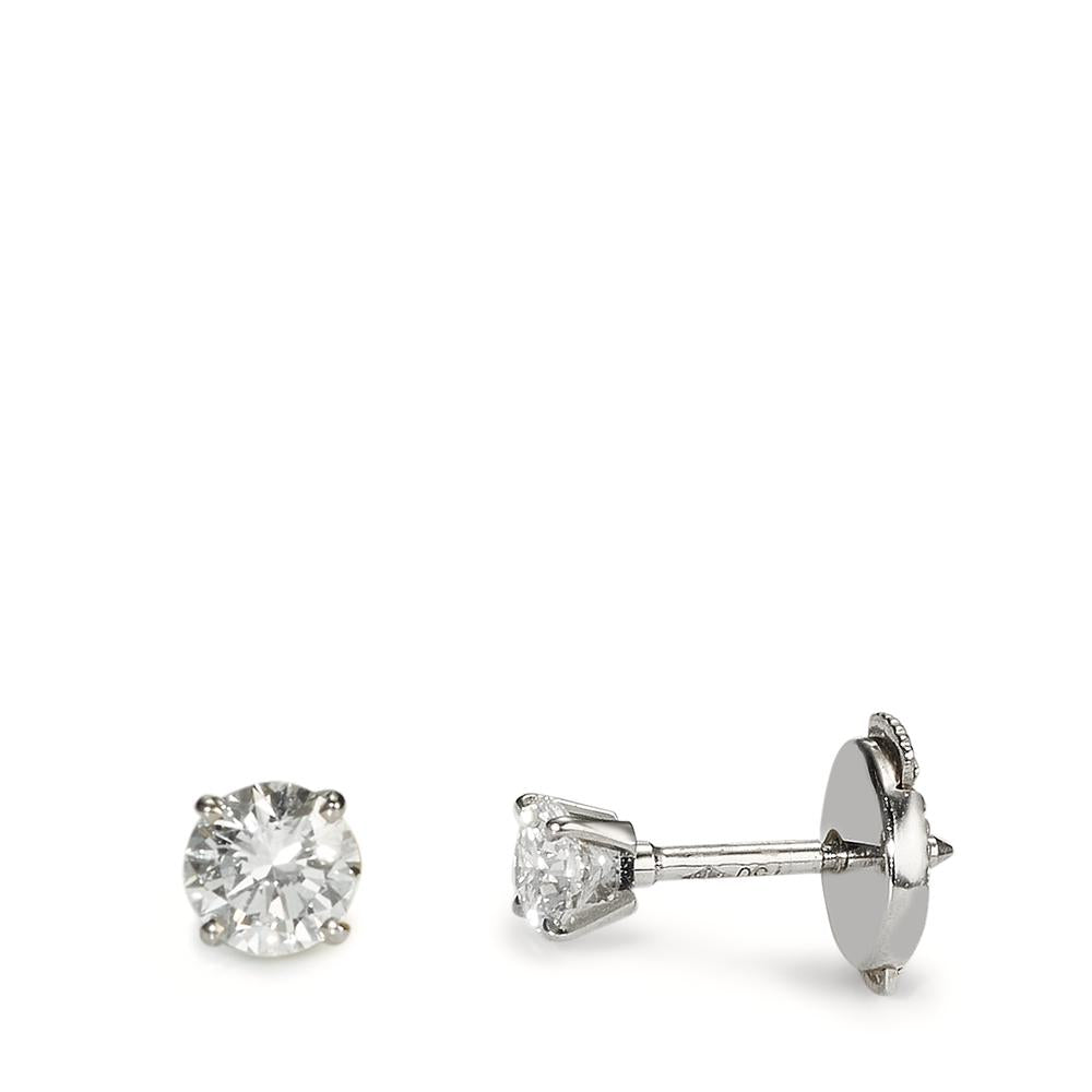 kolczyki wkrętki złoto białe 750/18 K Diament 0.40 ct, 2 kamienie, w-si