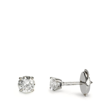 kolczyki wkrętki złoto białe 750/18 K Diament 0.40 ct, 2 kamienie, w-si