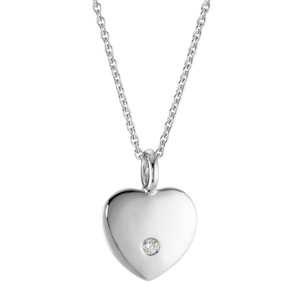 łańcuszek z wisiorkiem złoto białe 750/18 K Diament 0.02 ct, w-si Serce 45 cm