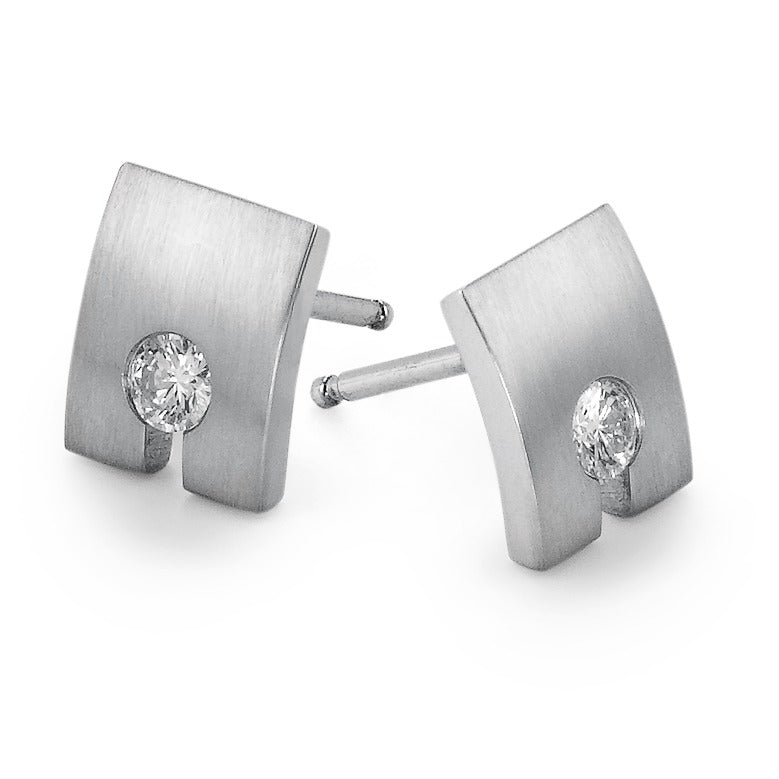 kolczyki wkrętki złoto białe 750/18 K Diament 0.20 ct, 2 kamienie, w-si